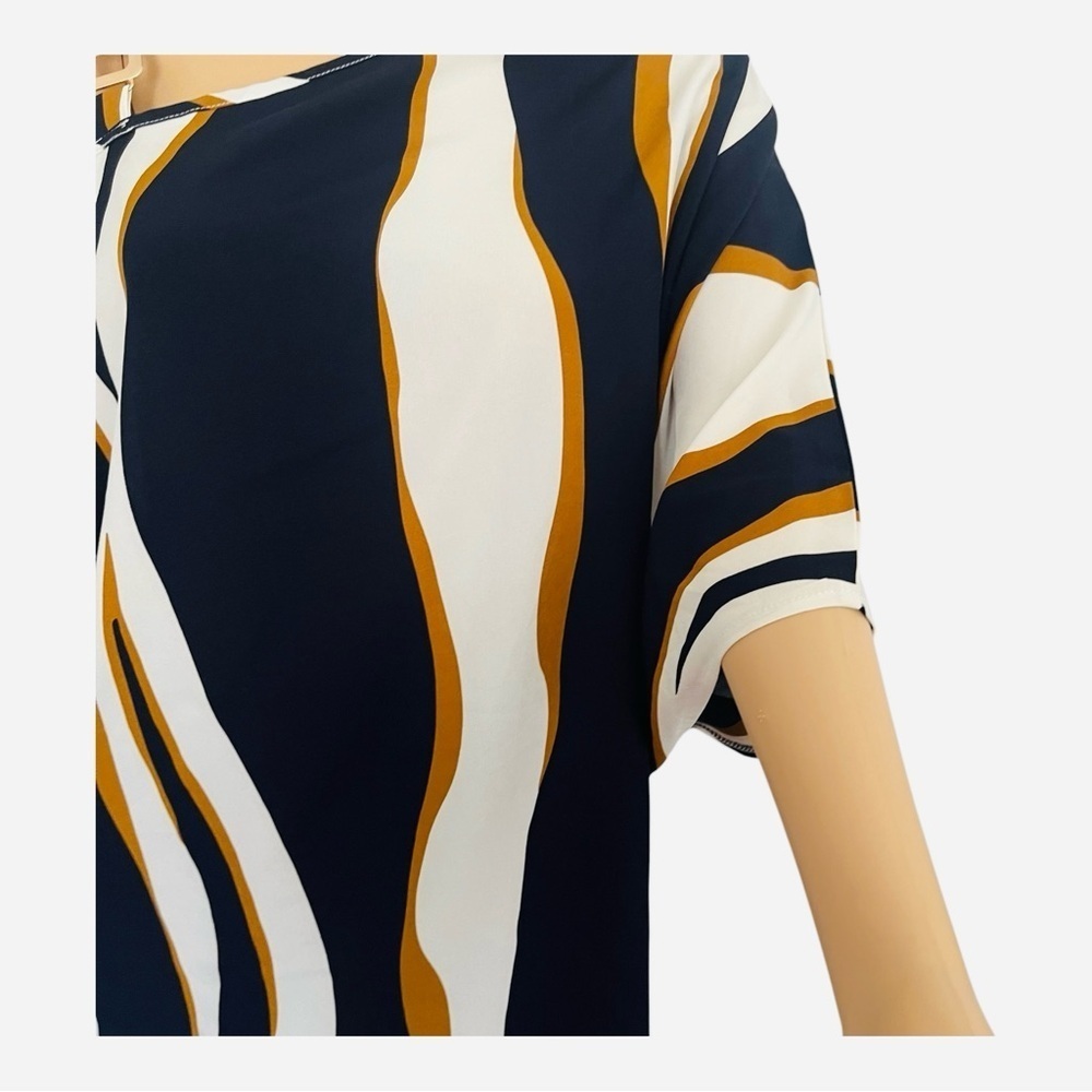 SHEIN asymmetrical neck batwing sleeve top shirt Lcolor block contemporary style - Picture 4 of 15